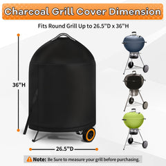 Back view of i COVER Grill Cover for Weber 22 Inch Kettle