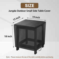 Back view of Jungda outdoor furniture cover for small patio table