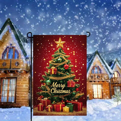 Back view of LienzoFest Merry Christmas Garden Flag 12x18 showing double-sided design