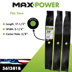 Back view of Maxpower 561381B blades, showing sharp edges