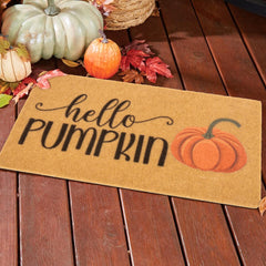 Back view of Mealah Hello Pumpkin Doormat showing rubber backing