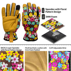 Back view of MSUPSAV Gardening Gloves showing adjustable wrist cuff
