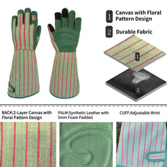 Back view of MSUPSAV Gardening Gloves showing floral pattern