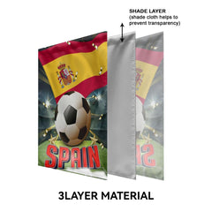 Back view of OHOLPCAE Double-Sided Spain Garden Flag 12x18in
