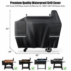 Back view of QuliMetal Grill Cover for Pit Boss Austin XL