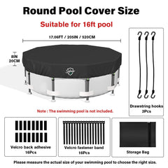 Back view of Safana 16FT Round Pool Cover showing PU silver coating