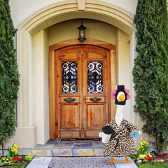 Back view of Shyyween leopard print goose bathrobe outfit