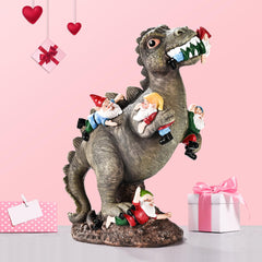 Back view of SOWSUN Dinosaur Gnome Statue