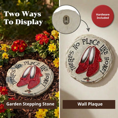 Back view of Spoontiques Ruby Slippers Stepping Stone with hanging hardware