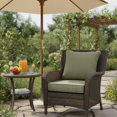 Back view of Summsun outdoor chair cushion showing ties