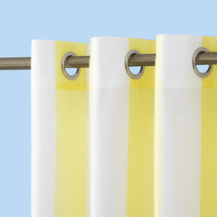 Back view of Sun Zero Valencia Cabana Stripe Outdoor Curtain, yellow