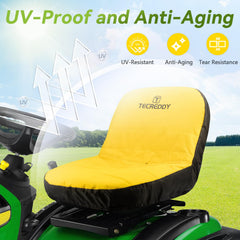 Back view of Tecreddy lawn mower seat cover showing anti-slip design