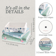 Back view of the book-shaped planter with drainage hole