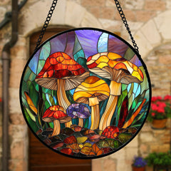 Back view of the DASTOLL colorful mushroom suncatcher