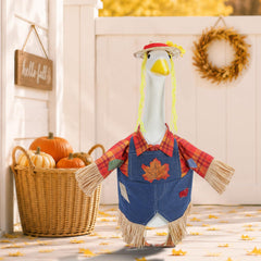 Back view of the EKOREST Fall Scarecrow Goose Outfit