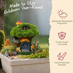 Back view of the Fairy House Solar Light statue