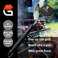 Back view of the Grizzly Grilling Brush showing the cushioned grip