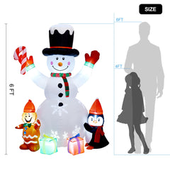 Back view of the inflatable snowman showing zipper