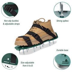 Back view of the lawn aerator shoes showing adjustable straps