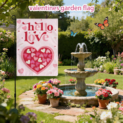 Back view of the OHOME Heart Love Garden Flag showing double-sided print