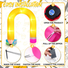 Back view of the Shappy Inflatable Pencil Arch showing zipper system