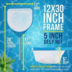 Back view of U.S. Pool Supply skimmer net showing pole attachment