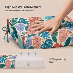 Back view of UNIKOME outdoor chair cushions showing strap design