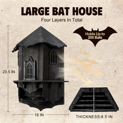 Back view of VIREESR Bat House with mounting features