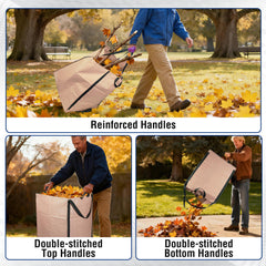 Back view of WORKPRO 72-Gallon reusable yard waste bag showing handles