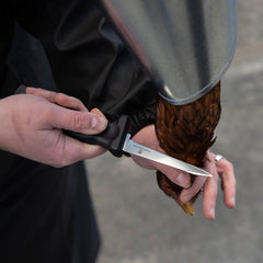 Back view of Yardbird Poultry Processing Knife showing ergonomic handle