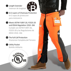 Back view of ZELARMAN Chainsaw Chaps showing adjustable waistband