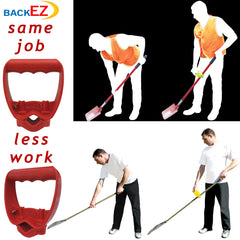 BackEZ ergonomic handle attached to a shovel