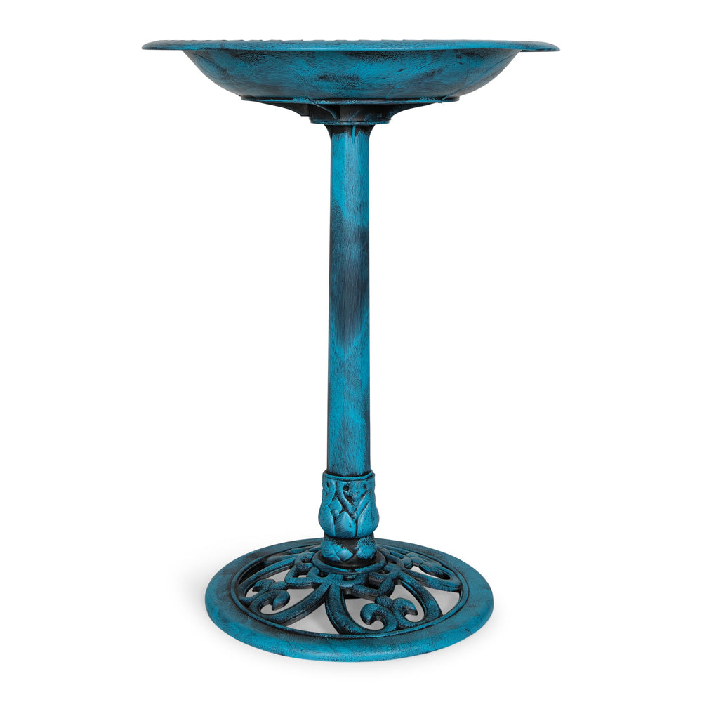 BACKYARD EXPRESSIONS Blue Bird Bath front view with 21-inch basin