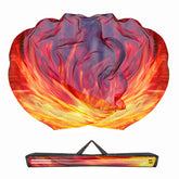 Baisdan worship flags with orange-red-black design front view