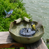 Bakayoyo 10.1" Solar Powered Bird Bath with fountain and bird figurines