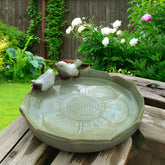 Bakayoyo Ceramic Bird Bath green model front view