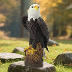 Bald Eagle Statue displayed in a garden setting