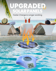 Baldr Solar Digital Pool Thermometer in water for testing