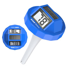 BaldrTherm Pool Thermometer floating in water with a large display
