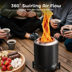 BALI OUTDOORS Smokeless Fire Pit on patio with warm glow
