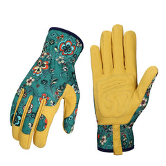Bamllum Gardening Gloves for Women, green and yellow front view