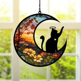 BamLue Cat Memorial Suncatcher in Sunset-cat colour front view