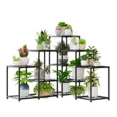 Bamworld 5-Tier Corner Plant Stand in black, front view