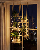 Bamworld 5-tier hanging shelves with warm LED lights