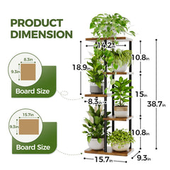 Bamworld 5 Tier Plant Stand with decorative plants displayed