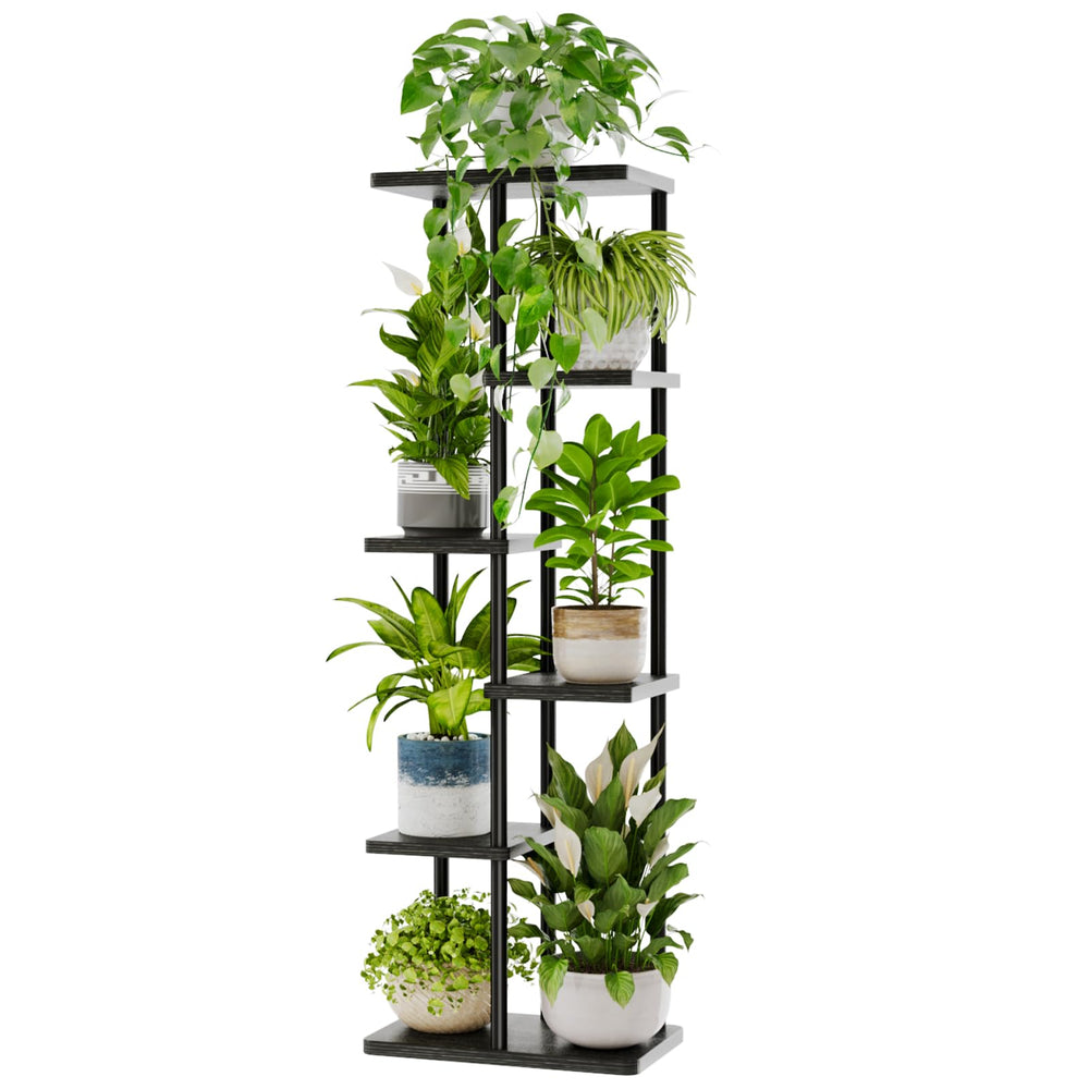 Bamworld 6 Tier Metal Plant Stand front view in black