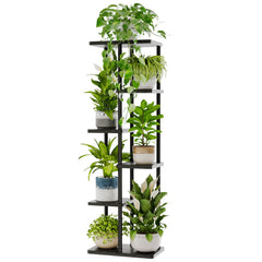 Bamworld 6 Tier Metal Plant Stand front view in black