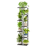 Bamworld 7-Tier Metal Corner Plant Stand in black, front view