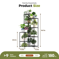Bamworld Black Plant Stand with multiple plants displayed