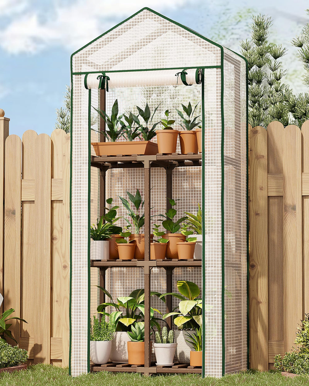 Bamworld Greenhouse 3-Tier Portable Plant Stand in Brown